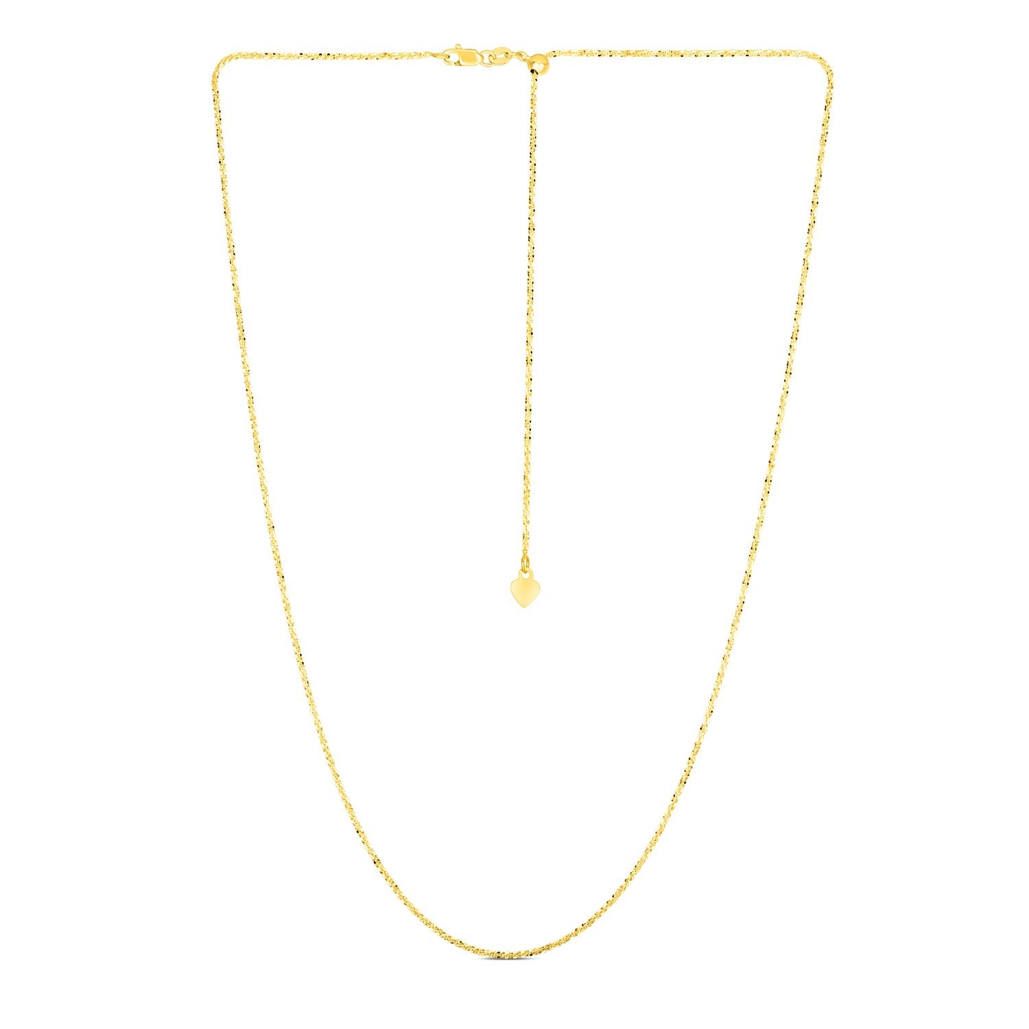14k Yellow Gold Adjustable Sparkle Chain (1.20 mm) in a sleek high-contrast midnight luxury editorial style